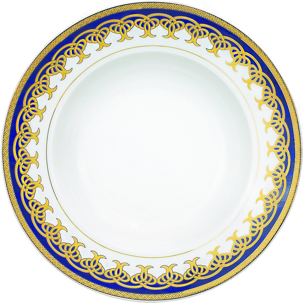 Lorren Home Trends Gold and Blue Accent 57-piece Porcelain Dinnerware Set