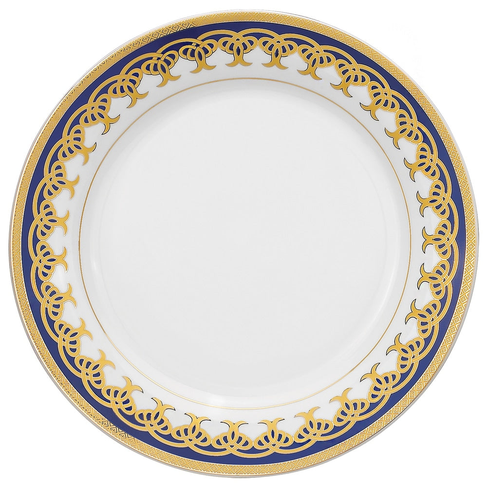 Lorren Home Trends Gold and Blue Accent 57-piece Porcelain Dinnerware Set
