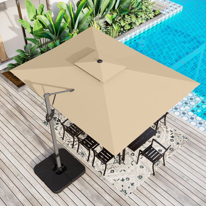 MAISON ARTS 12 FT Automatic Hydraulic Cantilever Umbrella Aluminum Pole 360 Degree Rotation