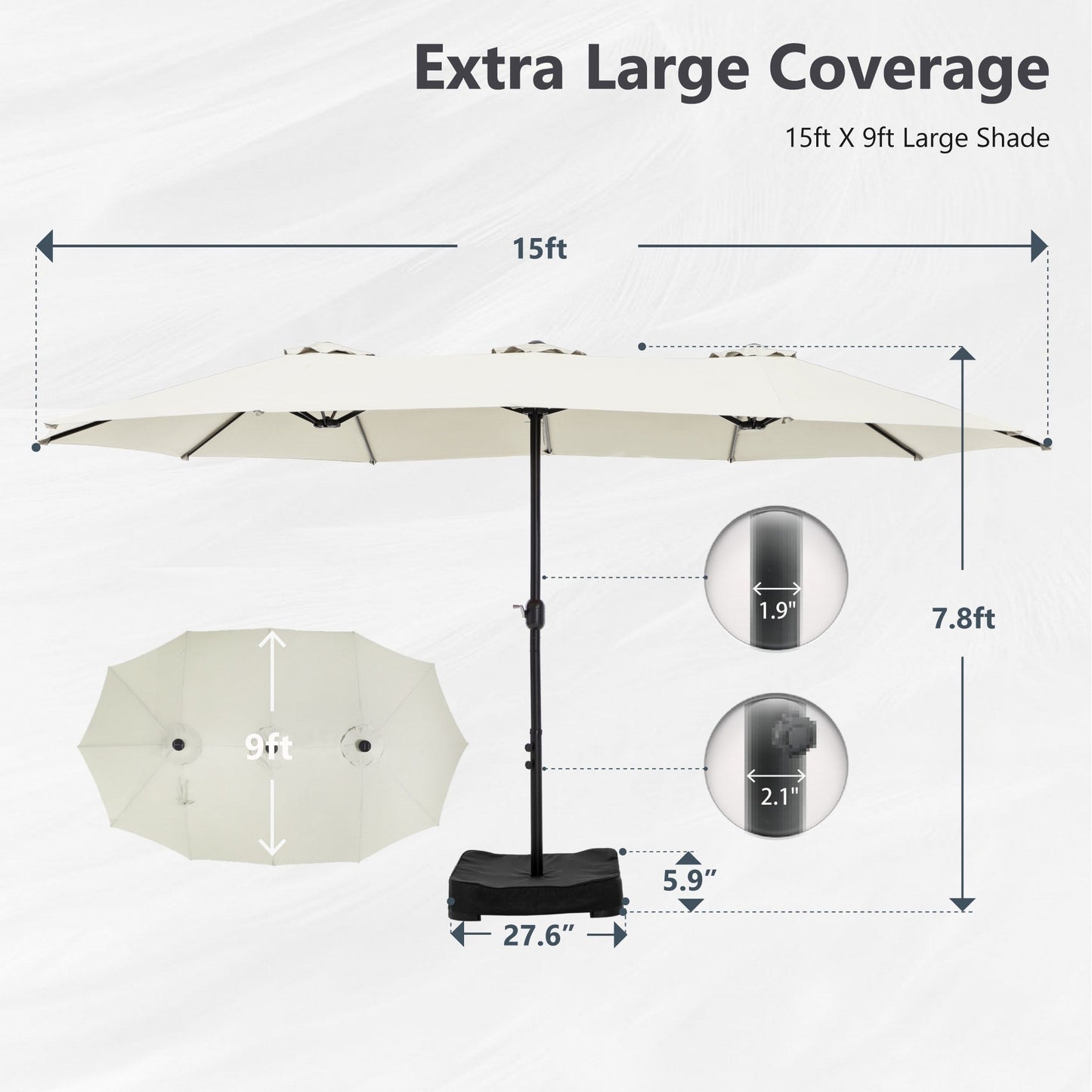 MAISON ARTS 15ft Double-Sided Patio Extra Large Twin Umbrella with Base Included