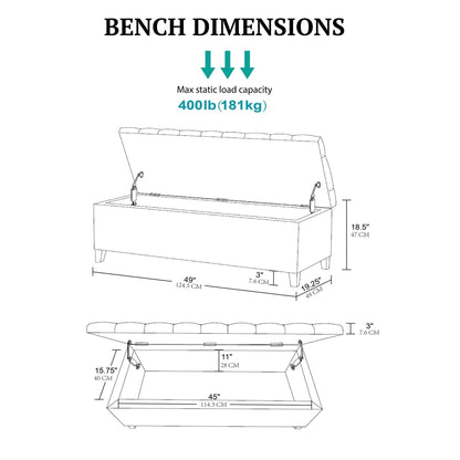 Madison Park Sasha Tufted Top Upholstered Storage Bench
