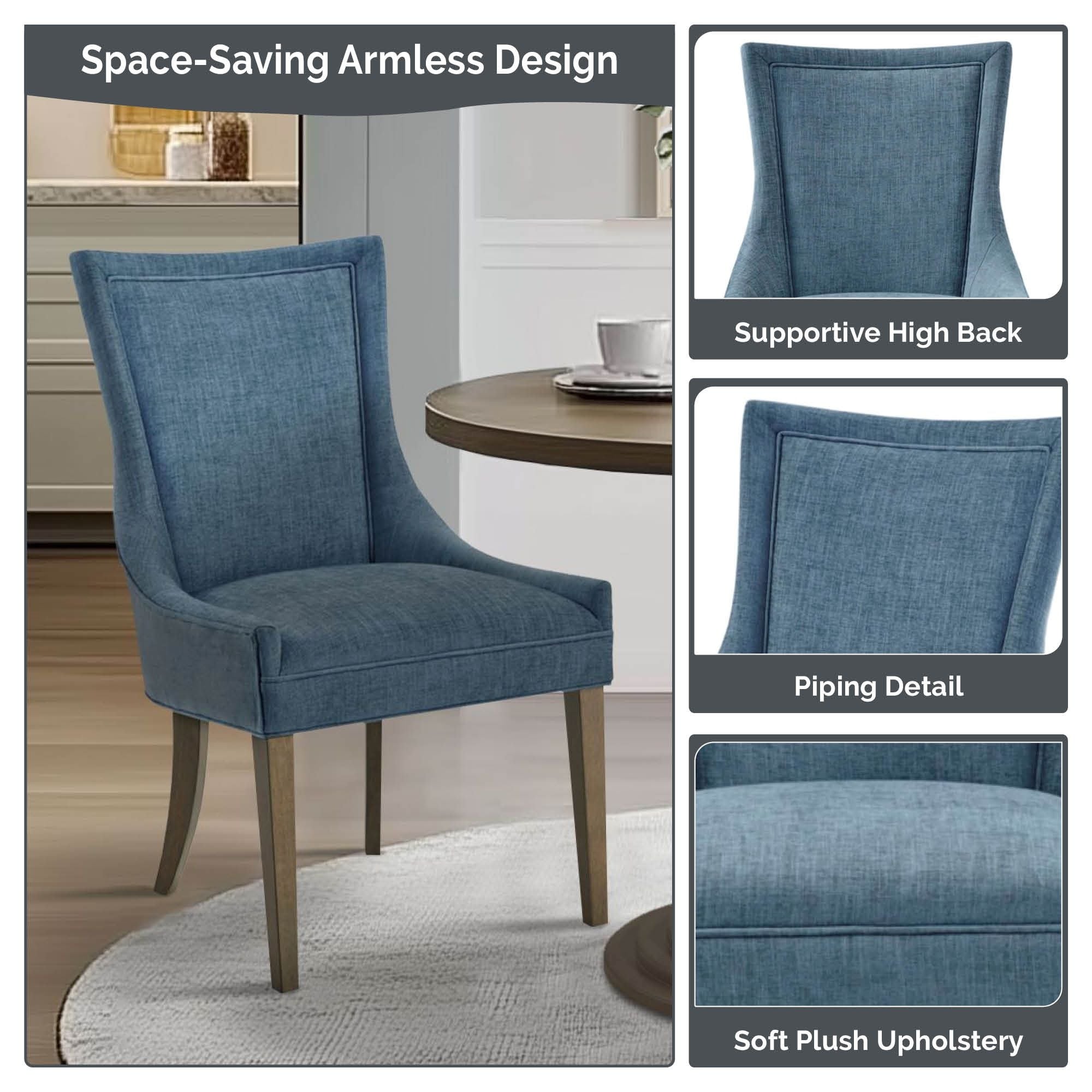 Madison Park Signature Ultra Upholstered Dining Side Chairs With Wood Legs (Set of 2) - N/A