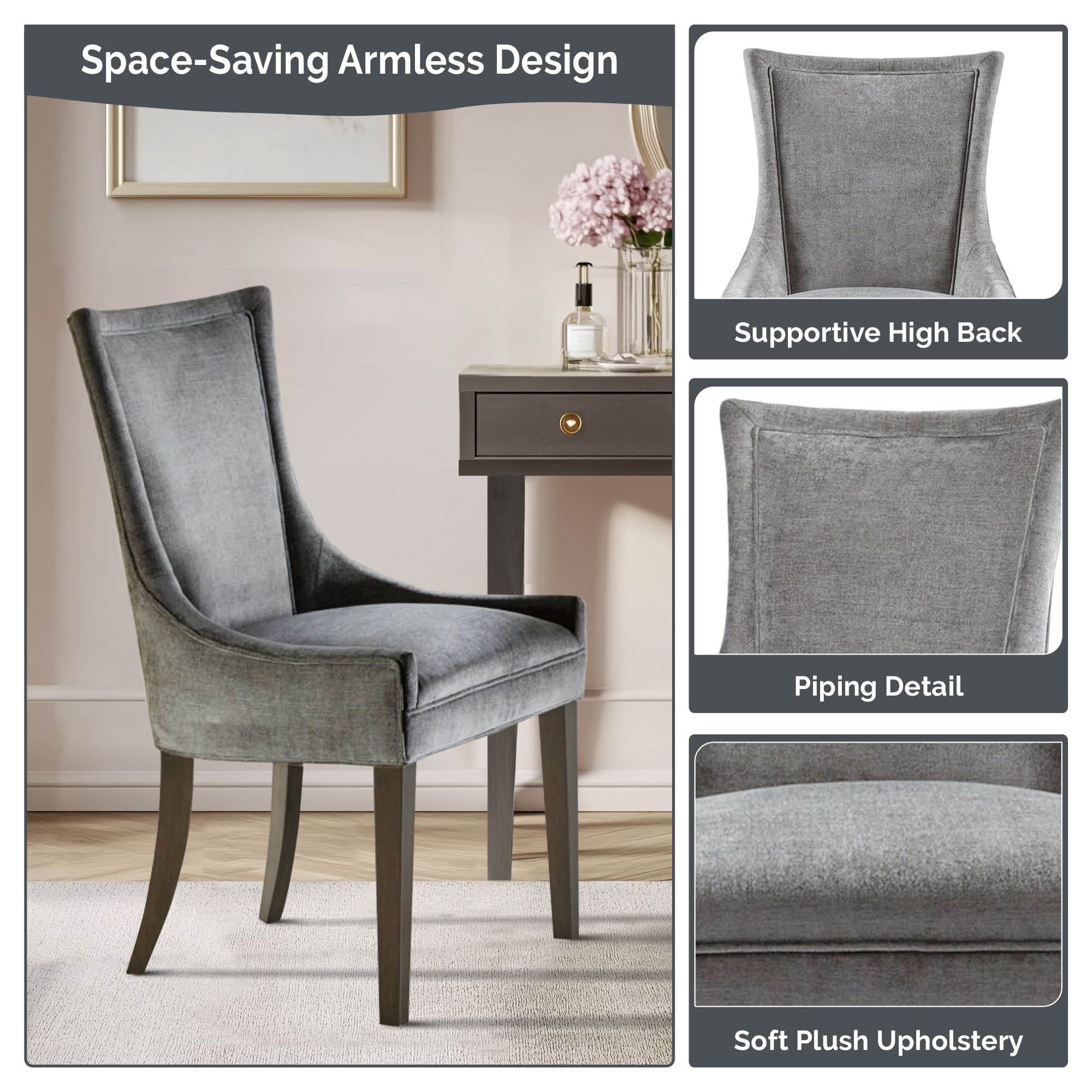 Madison Park Signature Ultra Upholstered Dining Side Chairs With Wood Legs (Set of 2) - N/A