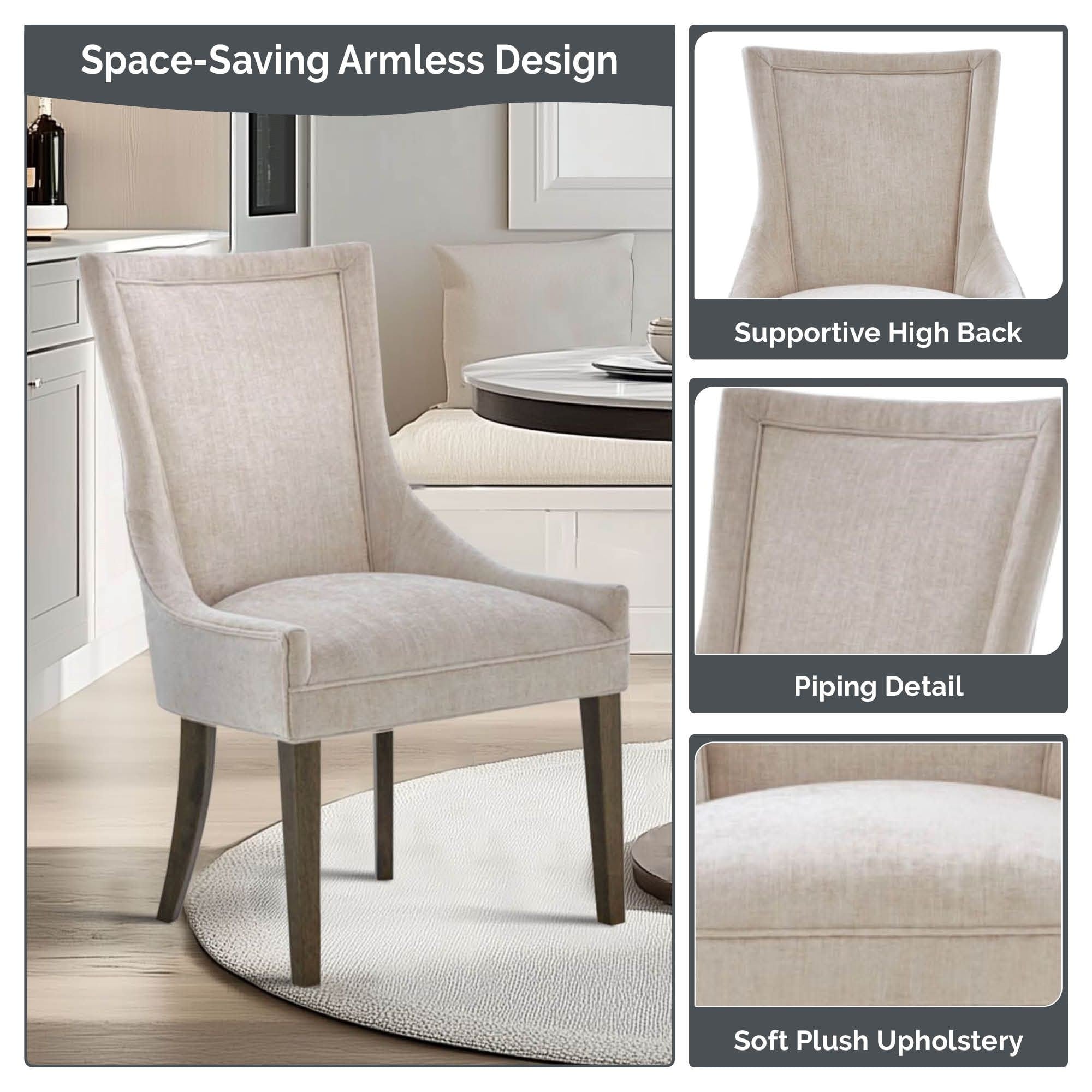 Madison Park Signature Ultra Upholstered Dining Side Chairs With Wood Legs (Set of 2) - N/A