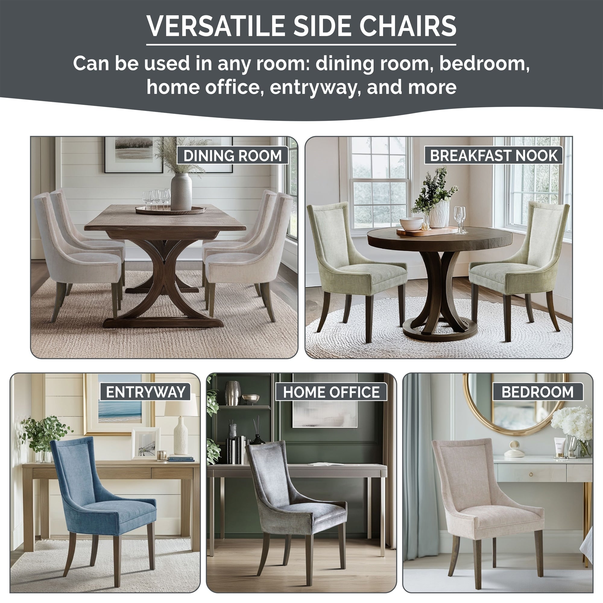 Madison Park Signature Ultra Upholstered Dining Side Chairs With Wood Legs (Set of 2) - N/A