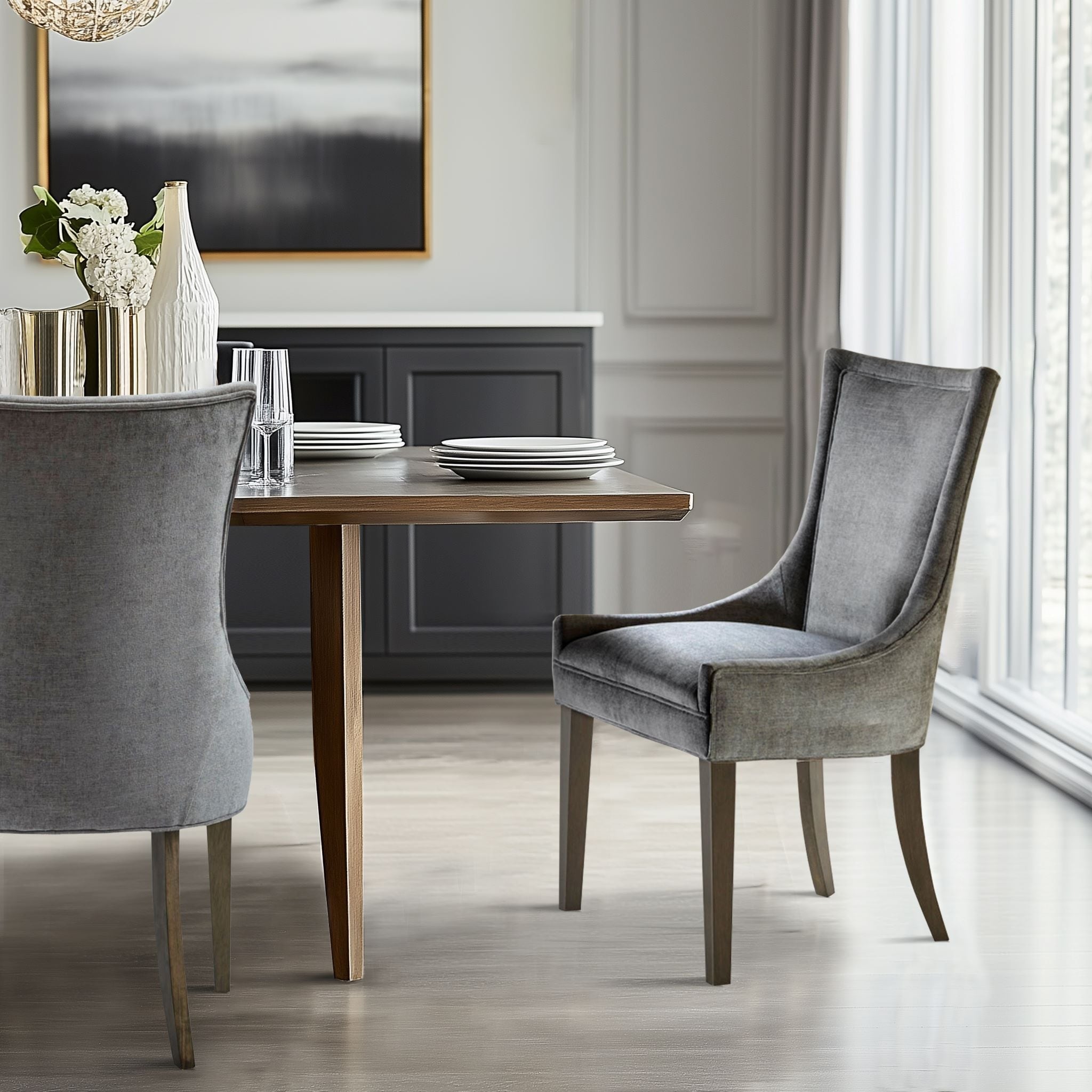 Madison Park Signature Ultra Upholstered Dining Side Chairs With Wood Legs (Set of 2) - N/A