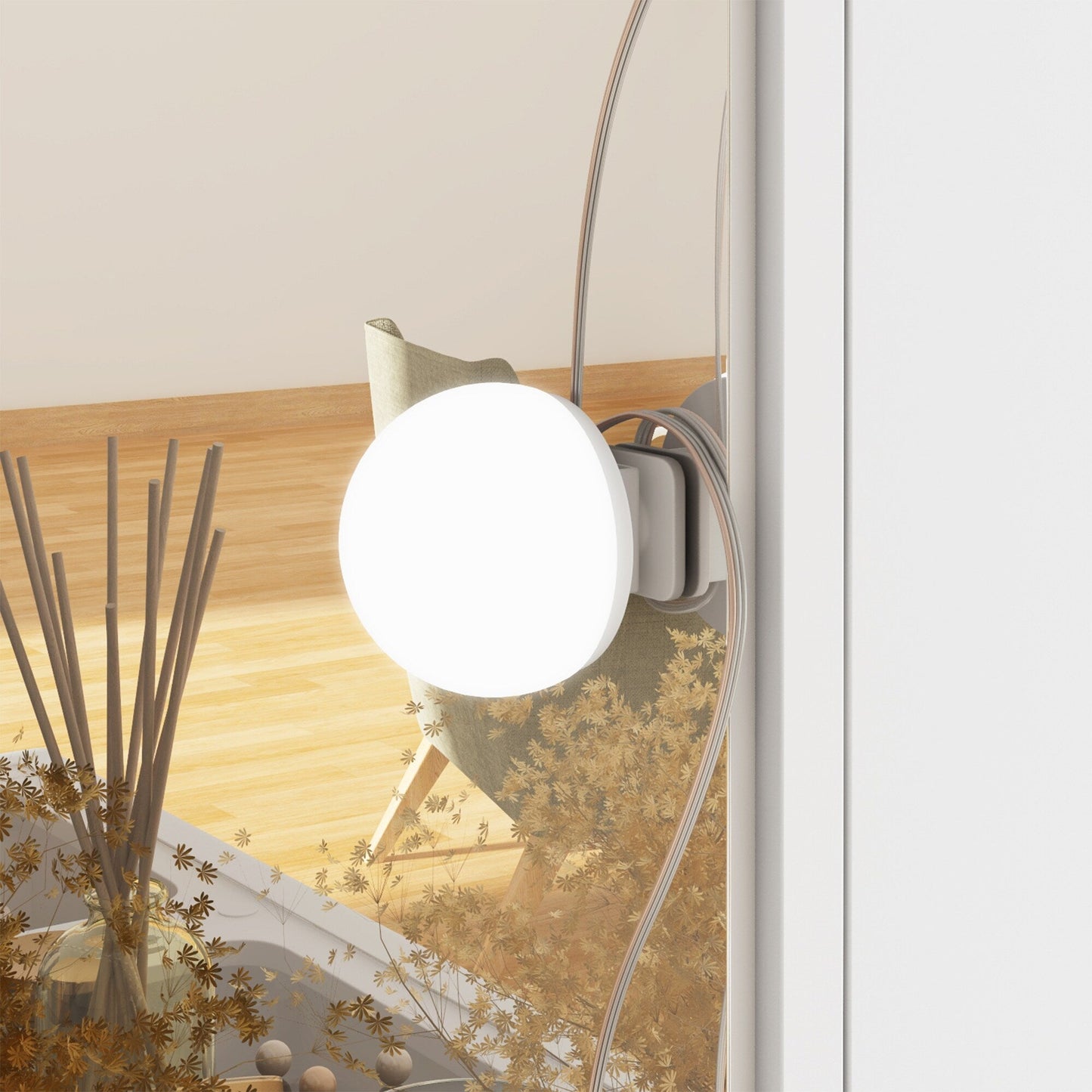 Makeup Vanity w/Tri-Fold Mirror Certified Lighting Glass Top Dresser