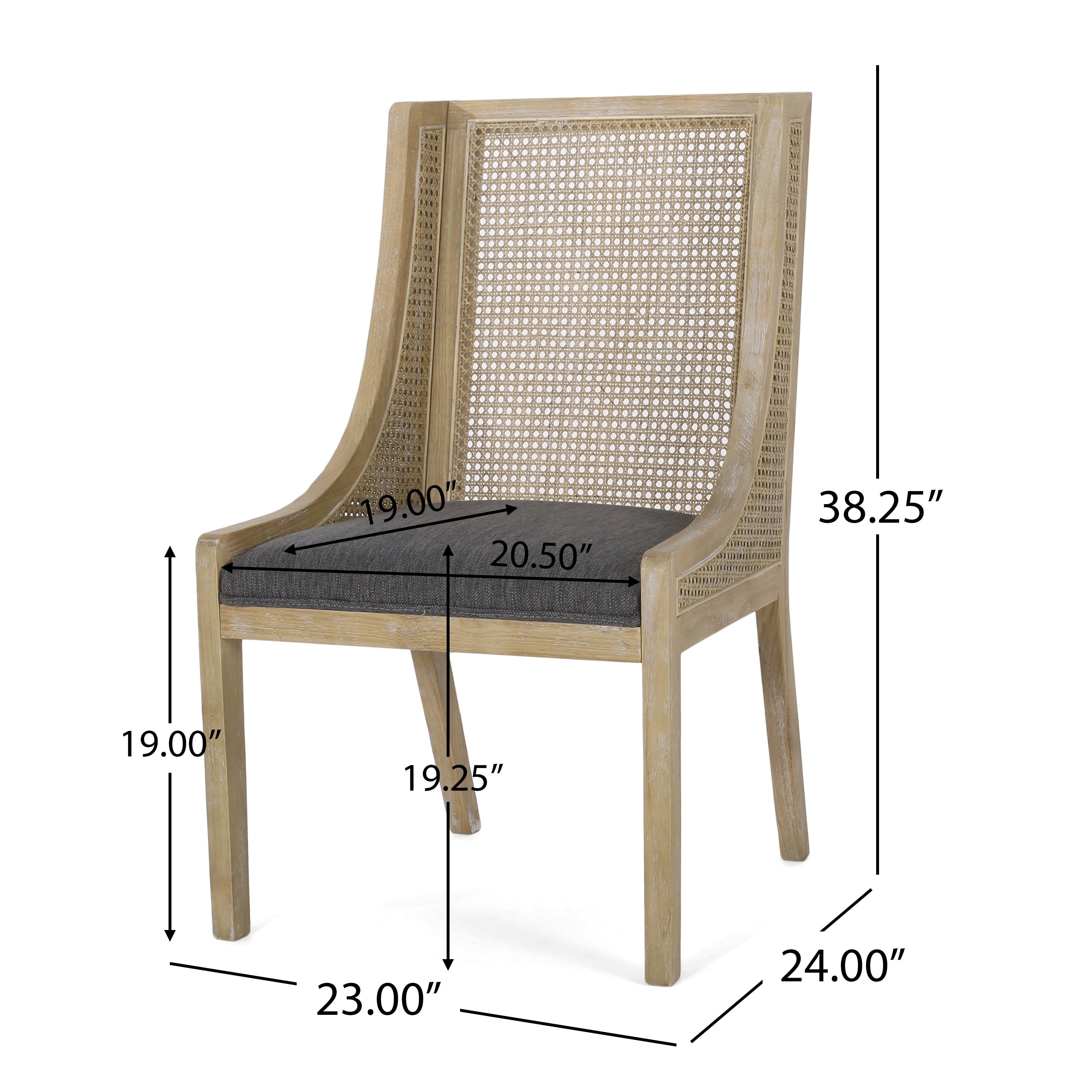 Maurers Cane and Wood Upholstered Dining Chairs (Set of 2) by Christopher Knight Home