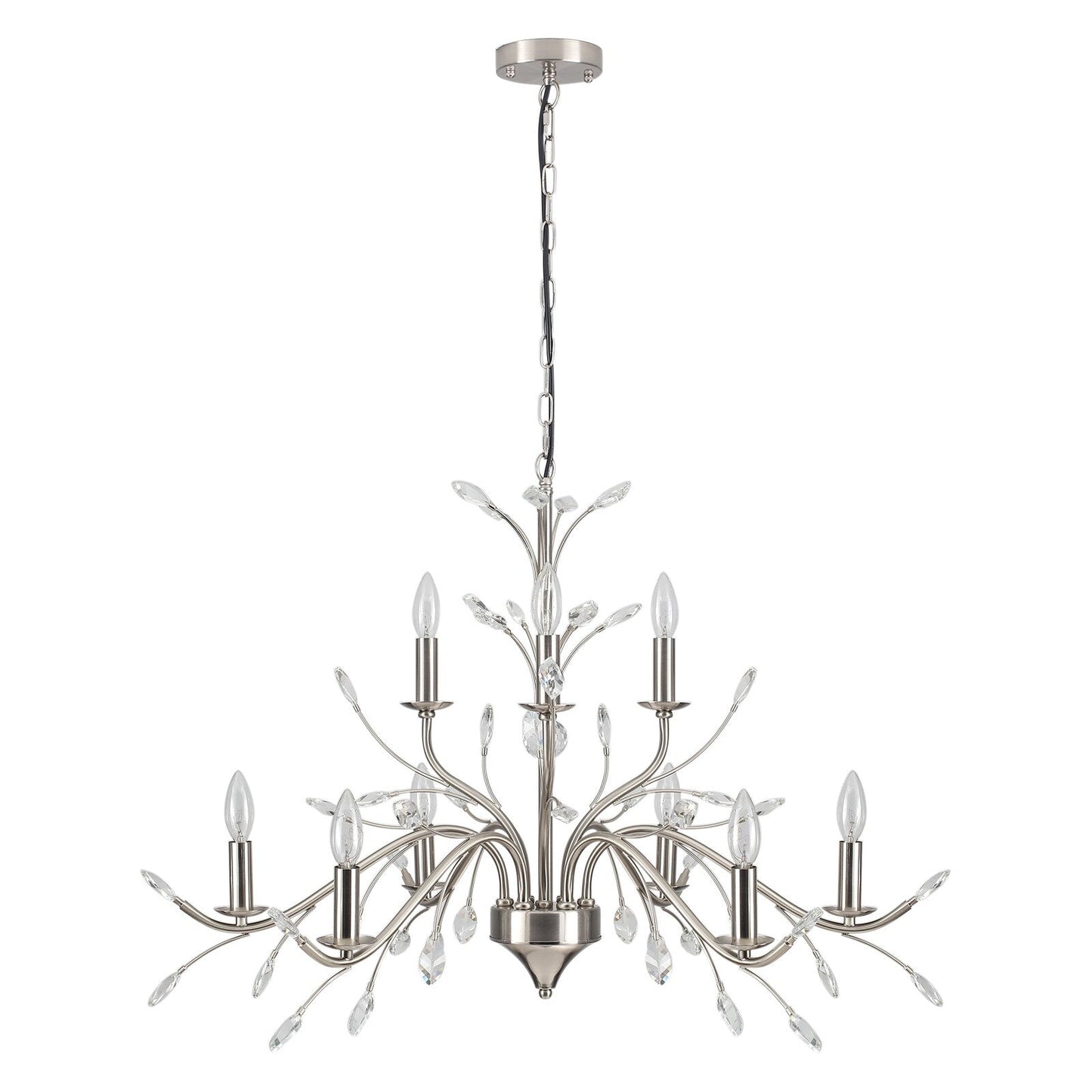 Farmhouse Retro Tree Branch Crystal Chandelier Candle-Style Pendant Light