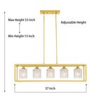 37in Mid-century Modern 5-light Crystal Rectangle Chandelier for Dining Room - 37 inches