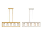 37in Mid-century Modern 5-light Crystal Rectangle Chandelier for Dining Room - 37 inches