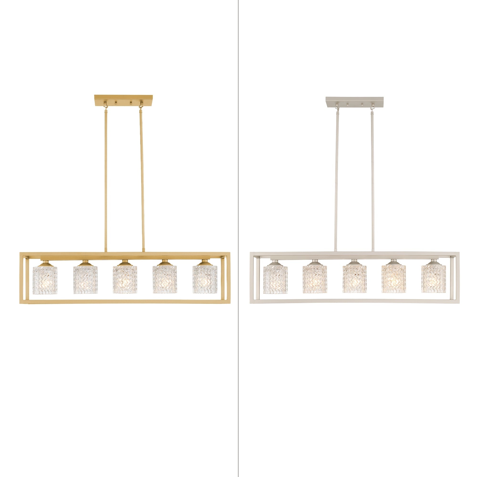 37in Mid-century Modern 5-light Crystal Rectangle Chandelier for Dining Room - 37 inches