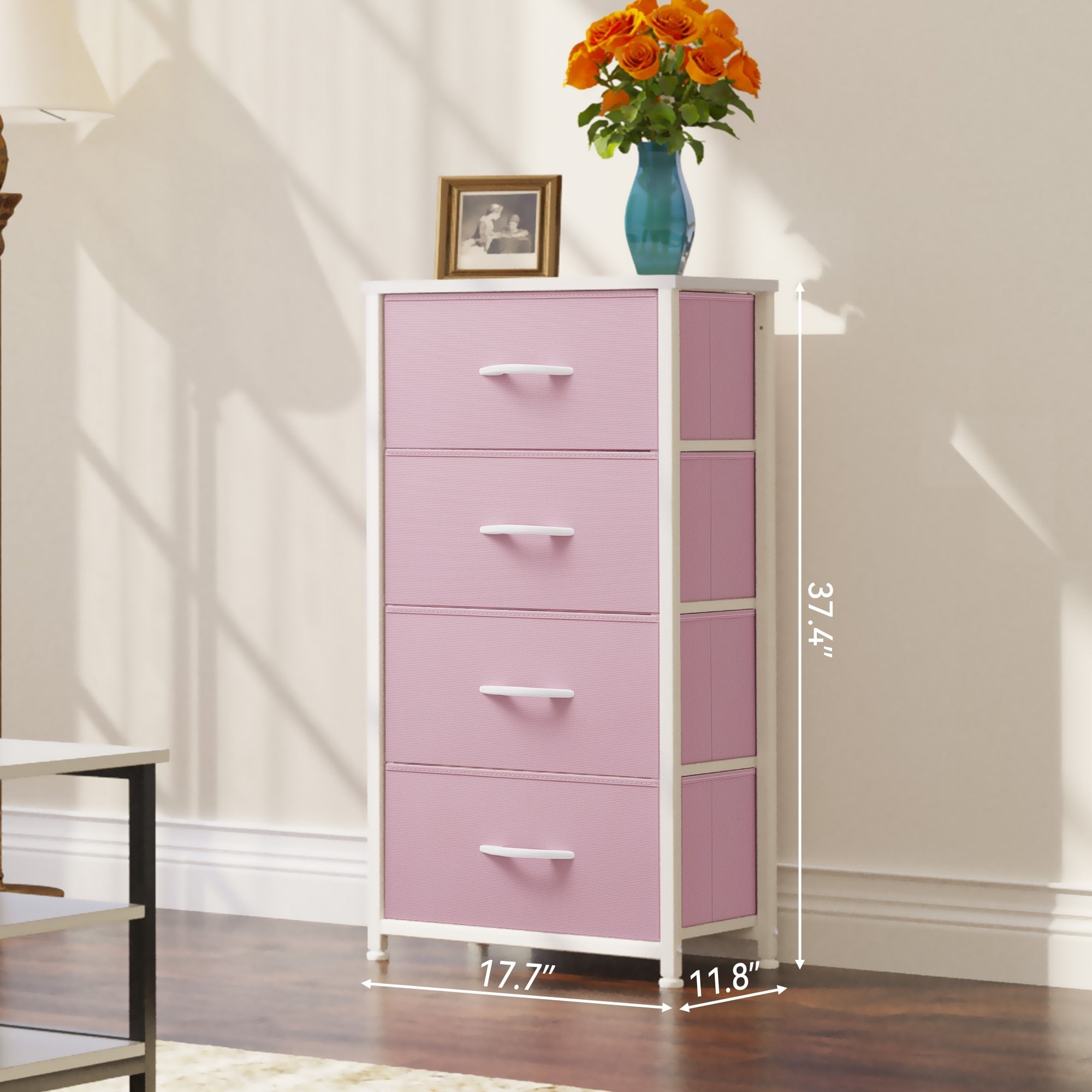Modern 4/8/10-drawer Bedroom Fabric Dresser Storage Tower with Wood Top