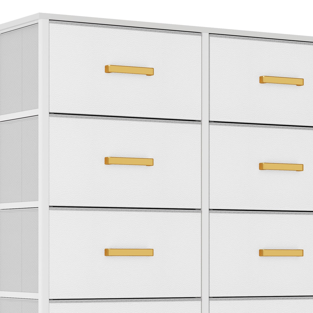 Modern 4/8/10-drawer Bedroom Fabric Dresser Storage Tower with Wood Top