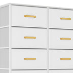 Modern 4/8/10-drawer Bedroom Fabric Dresser Storage Tower with Wood Top