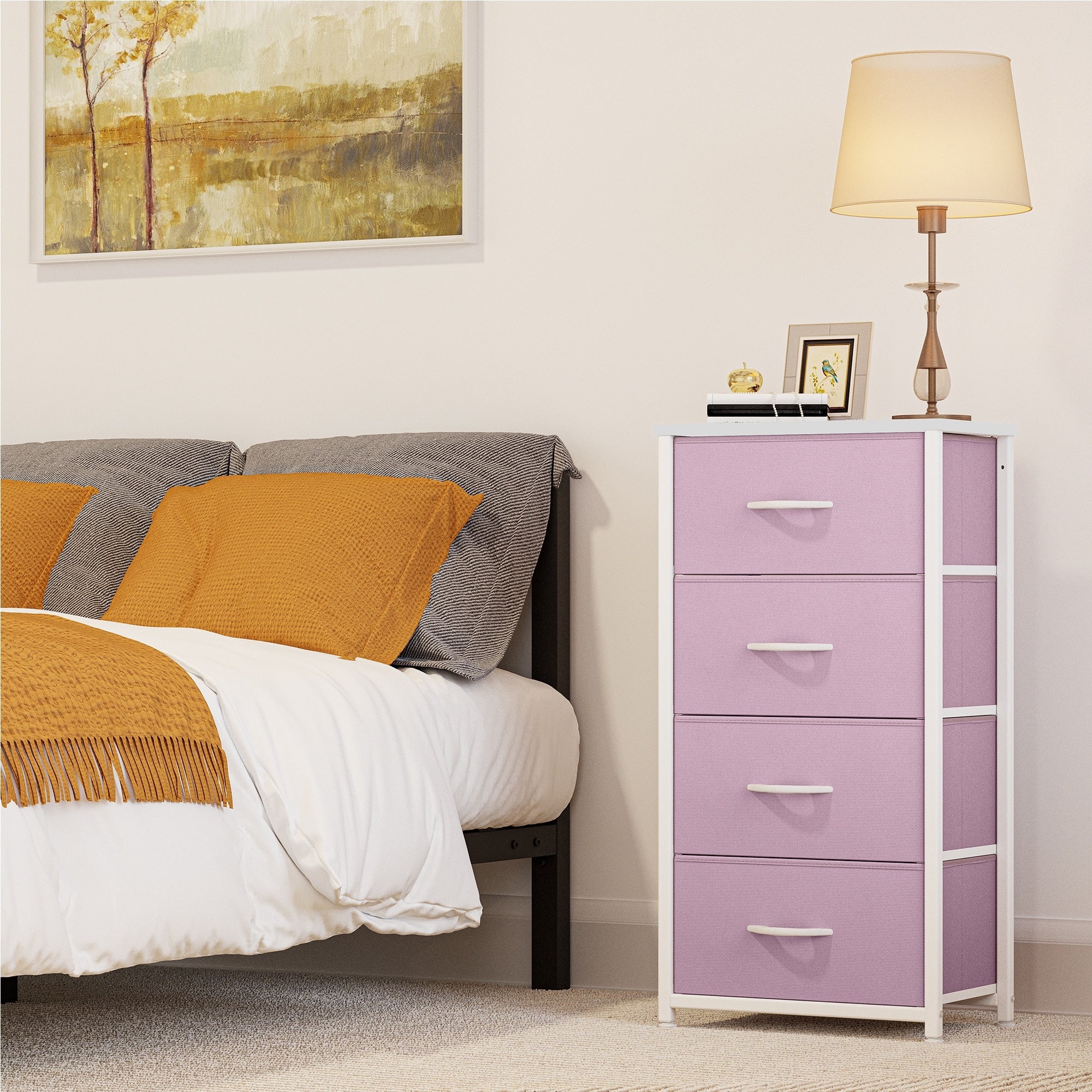 Modern 4/8/10-drawer Bedroom Fabric Dresser Storage Tower with Wood Top