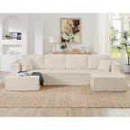 Modern Minimalist U-Shaped Modular Corduroy Sectional Sofa - Compressed, Space-Efficient Sleeper Couch for Living Room & Bedroom