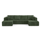 Modern Minimalist U-Shaped Modular Corduroy Sectional Sofa - Compressed, Space-Efficient Sleeper Couch for Living Room & Bedroom