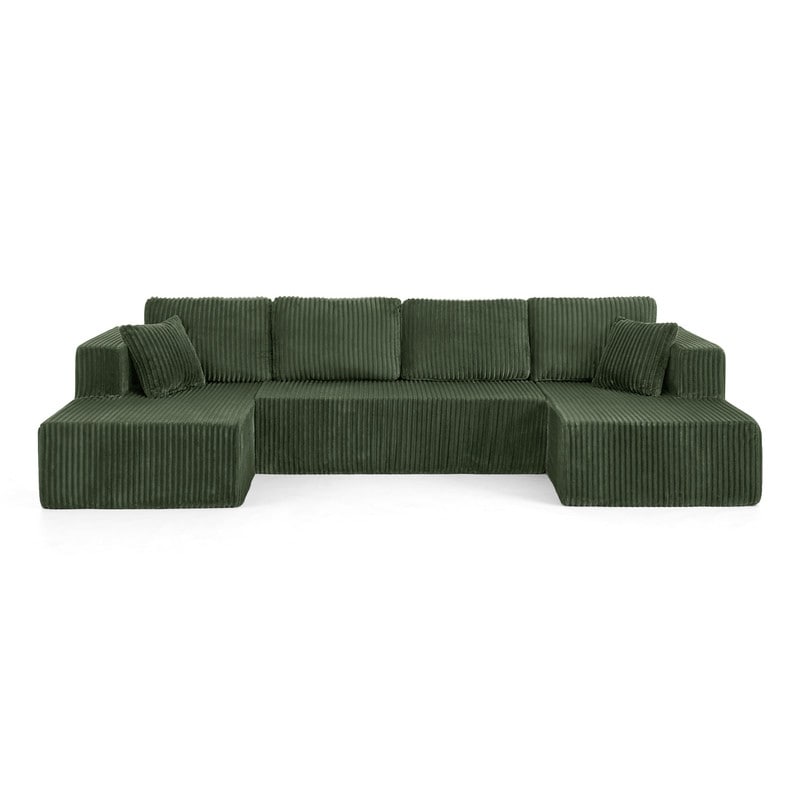 Modern Minimalist U-Shaped Modular Corduroy Sectional Sofa - Compressed, Space-Efficient Sleeper Couch for Living Room & Bedroom