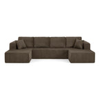 Modern Minimalist U-Shaped Modular Corduroy Sectional Sofa - Compressed, Space-Efficient Sleeper Couch for Living Room & Bedroom