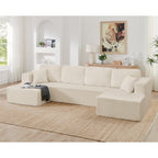 Modern Minimalist U-Shaped Modular Corduroy Sectional Sofa - Compressed, Space-Efficient Sleeper Couch for Living Room & Bedroom