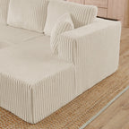 Modern Minimalist U-Shaped Modular Corduroy Sectional Sofa - Compressed, Space-Efficient Sleeper Couch for Living Room & Bedroom