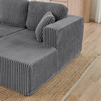 Modern Minimalist U-Shaped Modular Corduroy Sectional Sofa - Compressed, Space-Efficient Sleeper Couch for Living Room & Bedroom
