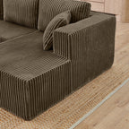 Modern Minimalist U-Shaped Modular Corduroy Sectional Sofa - Compressed, Space-Efficient Sleeper Couch for Living Room & Bedroom