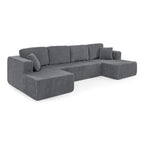 Modern Minimalist U-Shaped Modular Corduroy Sectional Sofa - Compressed, Space-Efficient Sleeper Couch for Living Room & Bedroom