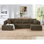 Modern Minimalist U-Shaped Modular Corduroy Sectional Sofa - Compressed, Space-Efficient Sleeper Couch for Living Room & Bedroom