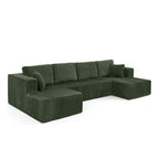 Modern Minimalist U-Shaped Modular Corduroy Sectional Sofa - Compressed, Space-Efficient Sleeper Couch for Living Room & Bedroom