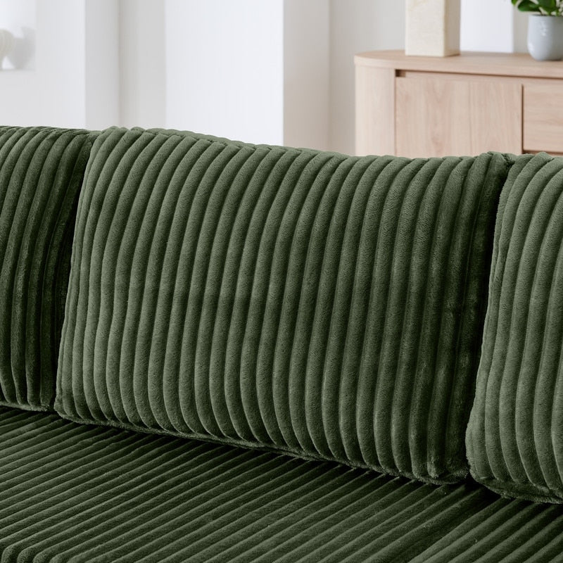 Modern Minimalist U-Shaped Modular Corduroy Sectional Sofa - Compressed, Space-Efficient Sleeper Couch for Living Room & Bedroom