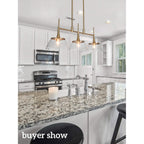 Mola Modern Gold 3-Light Seeded Glass Chandelier Linear Island Pendant Light for Dining Room