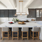 Mola Modern Gold 3-Light Seeded Glass Chandelier Linear Island Pendant Light for Dining Room