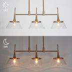 Mola Modern Gold 3-Light Seeded Glass Chandelier Linear Island Pendant Light for Dining Room