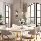 Mola Modern Gold 3-Light Seeded Glass Chandelier Linear Island Pendant Light for Dining Room