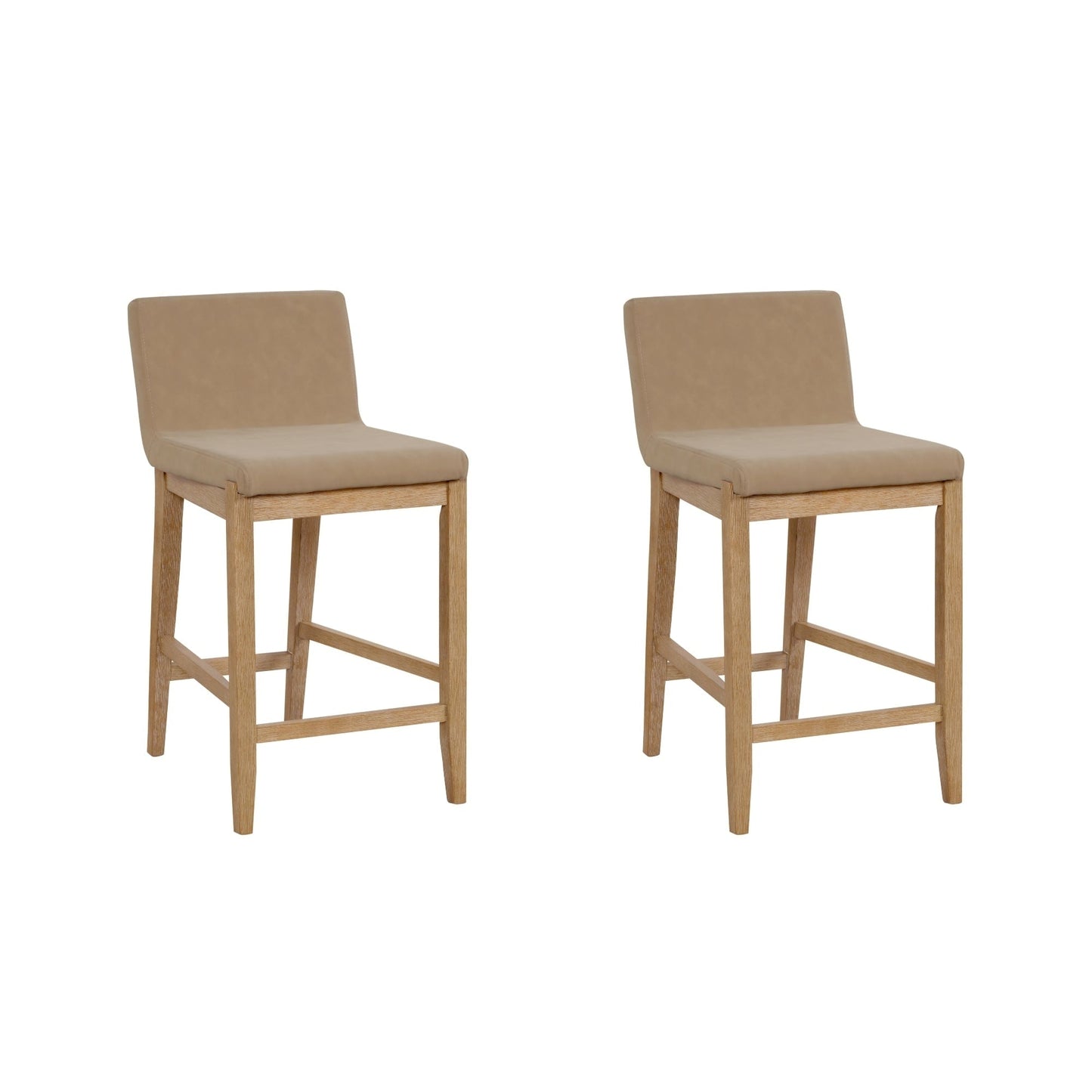 Gracie Modern Bar Stool, Boucle Upholstered Chair and Brushed Wooden Legs