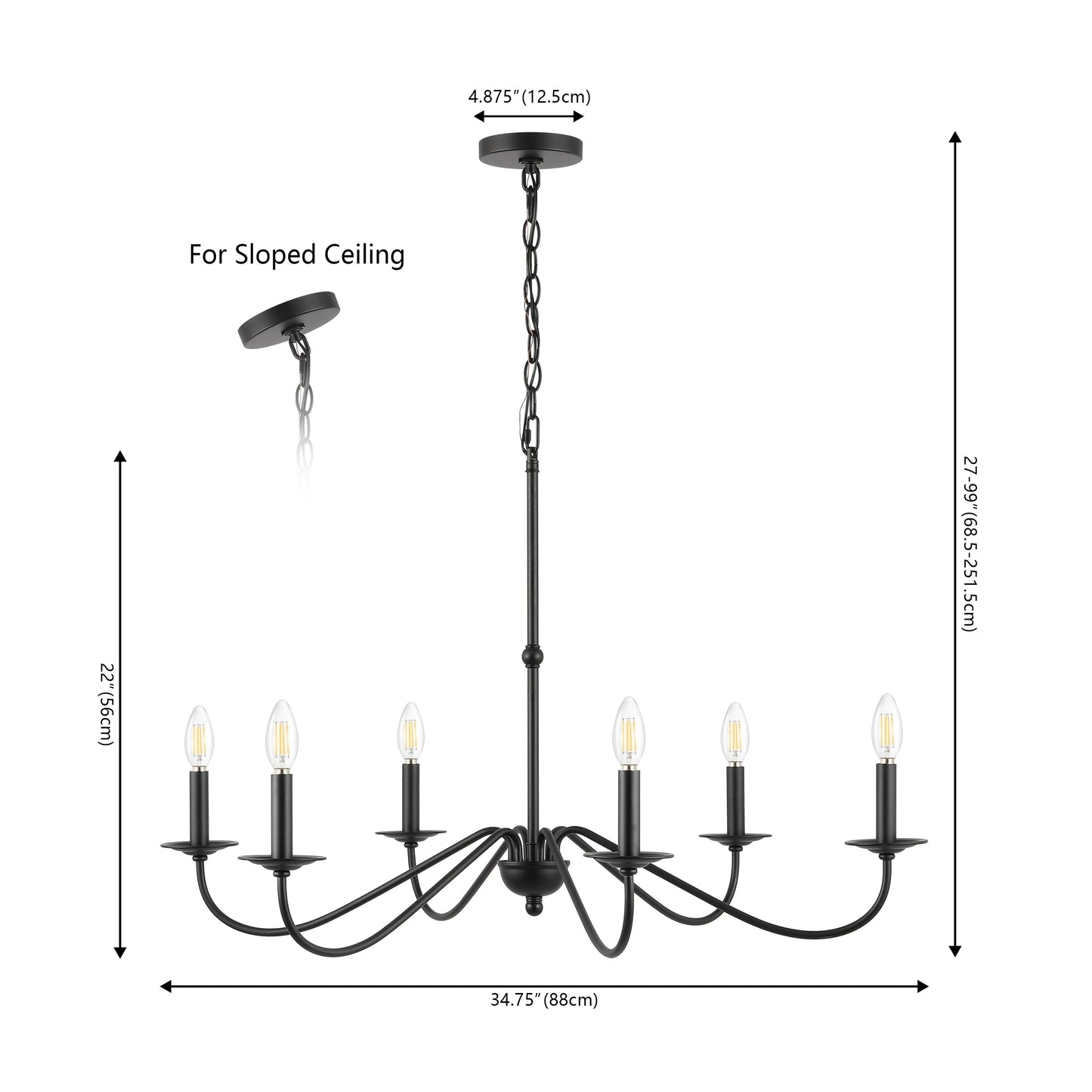 34.75 6-Light Iron LED Chandelier, by JONATHAN Y