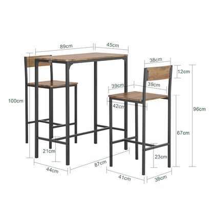 Ensemble bar SoBuy OGT03-XL : 1 table de bar et 2 tabourets, ensemble de bar 3 pièces pour la cuisine et les repas.