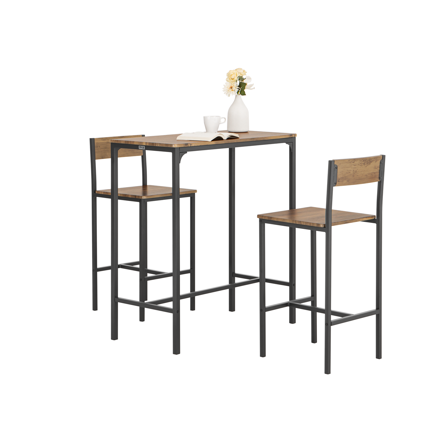 Ensemble bar SoBuy OGT03-XL : 1 table de bar et 2 tabourets, ensemble de bar 3 pièces pour la cuisine et les repas.