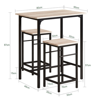 Mobilier de cuisine et de salle à manger en bois SoBuy, table et tabourets, OGT10-N