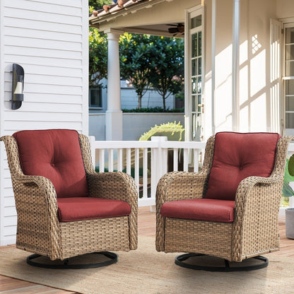 Gymojoy Outdoor Wicker Rocking Lounge Chairs with Swivel Base (Set of 2)