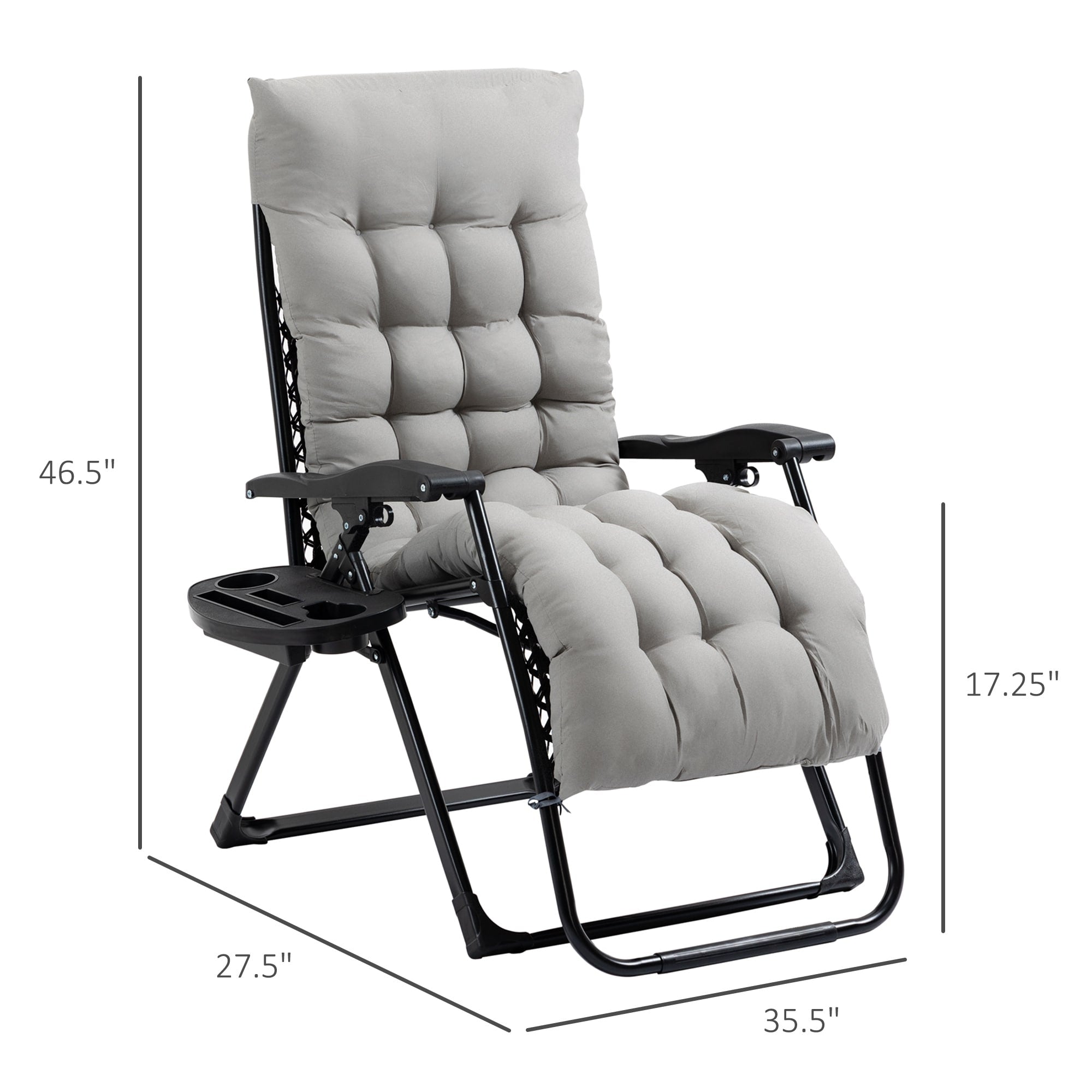 Outsunny Padded Zero Gravity Chairs, Folding Recliner Chair, Patio Lounger with Cup Holder, Adjustable Backrest