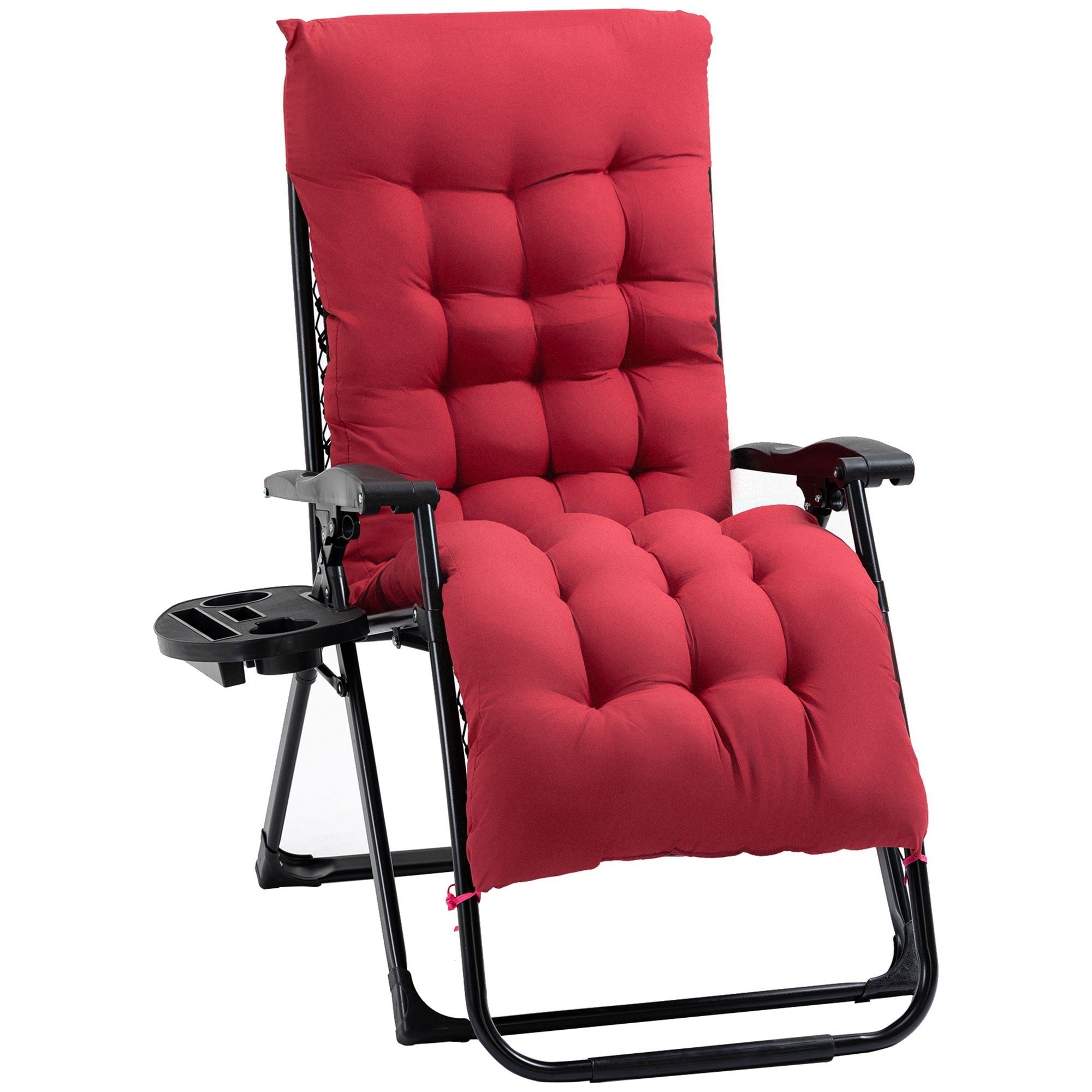 Outsunny Padded Zero Gravity Chairs, Folding Recliner Chair, Patio Lounger with Cup Holder, Adjustable Backrest