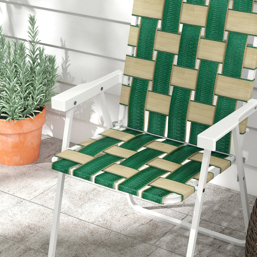 Outsunny Set of 2 Patio Folding Chairs, Classic Outdoor Camping Chairs, Portable Lawn Chairs for Camping