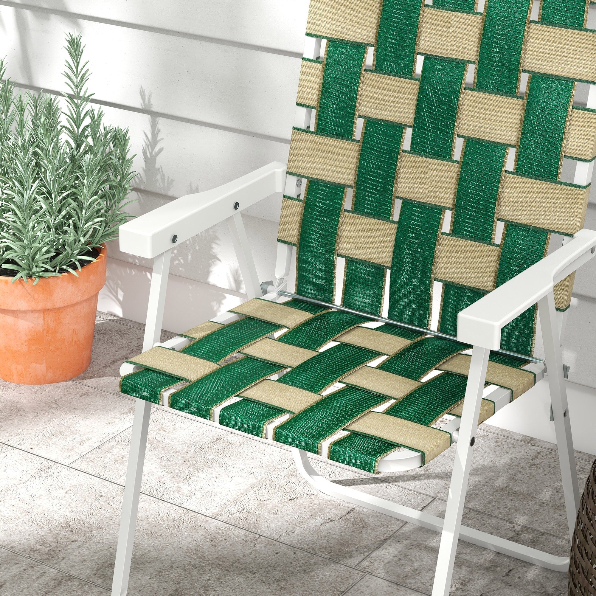 Outsunny Set of 2 Patio Folding Chairs, Classic Outdoor Camping Chairs, Portable Lawn Chairs for Camping