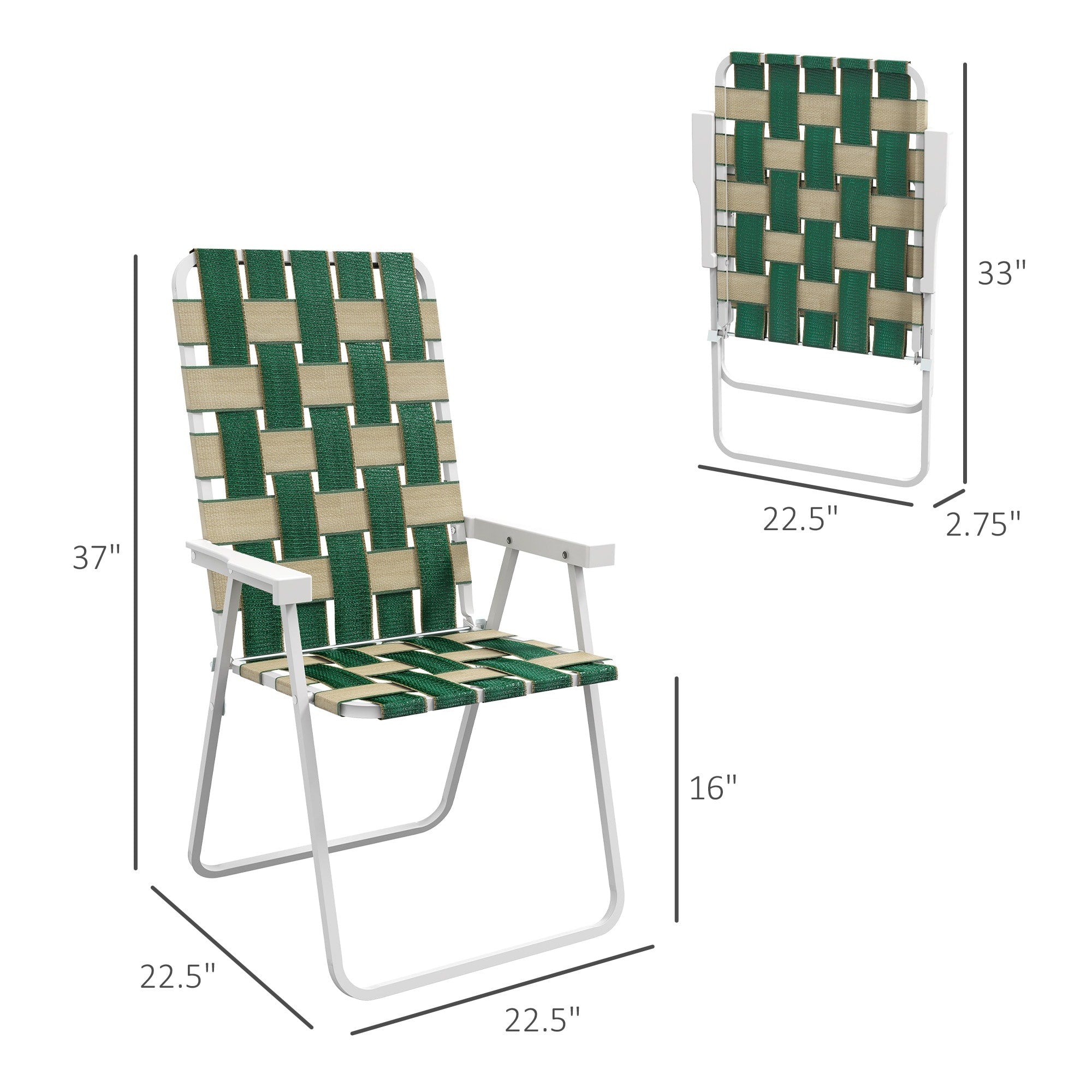 Outsunny Set of 2 Patio Folding Chairs, Classic Outdoor Camping Chairs, Portable Lawn Chairs for Camping