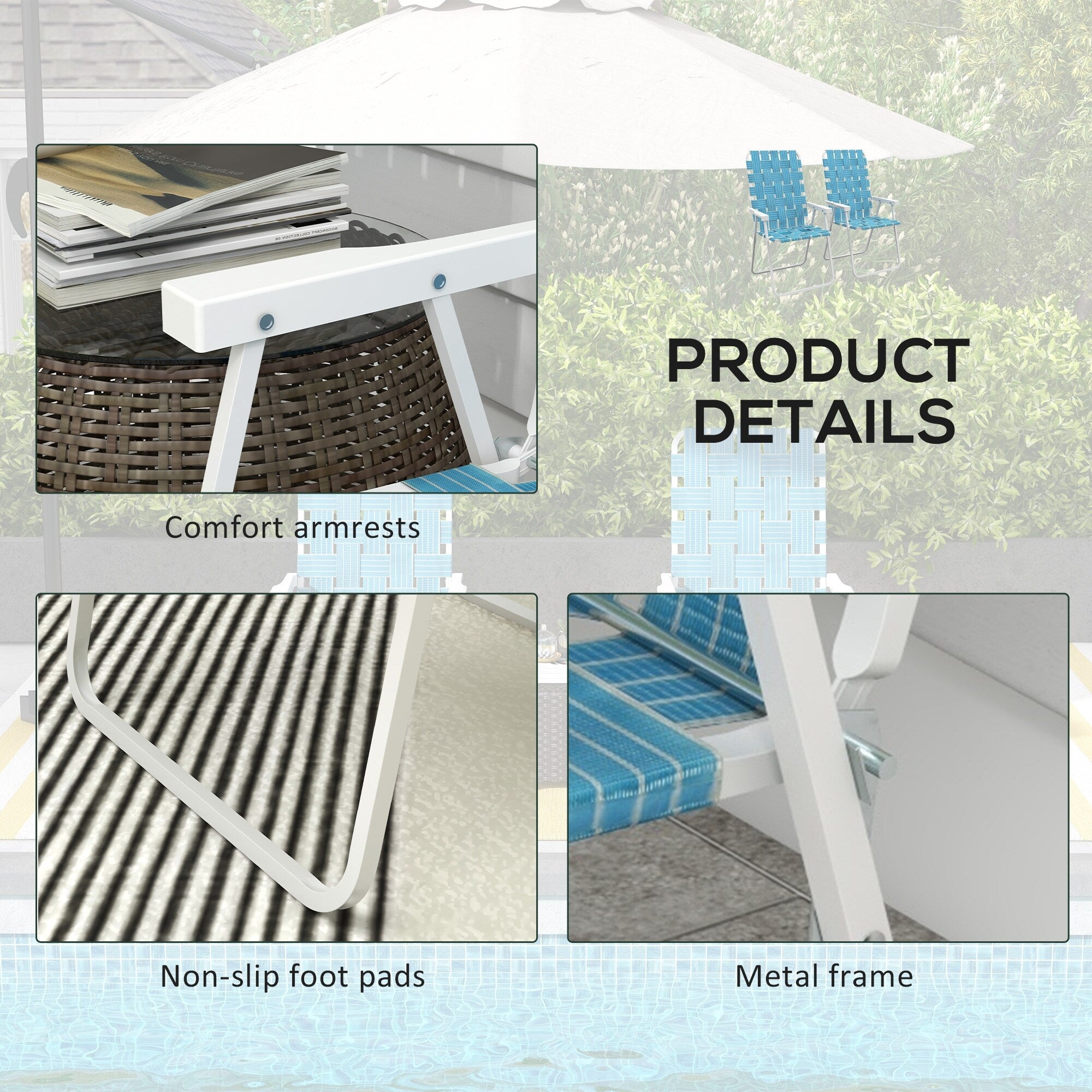 Outsunny Set of 2 Patio Folding Chairs, Classic Outdoor Camping Chairs, Portable Lawn Chairs for Camping