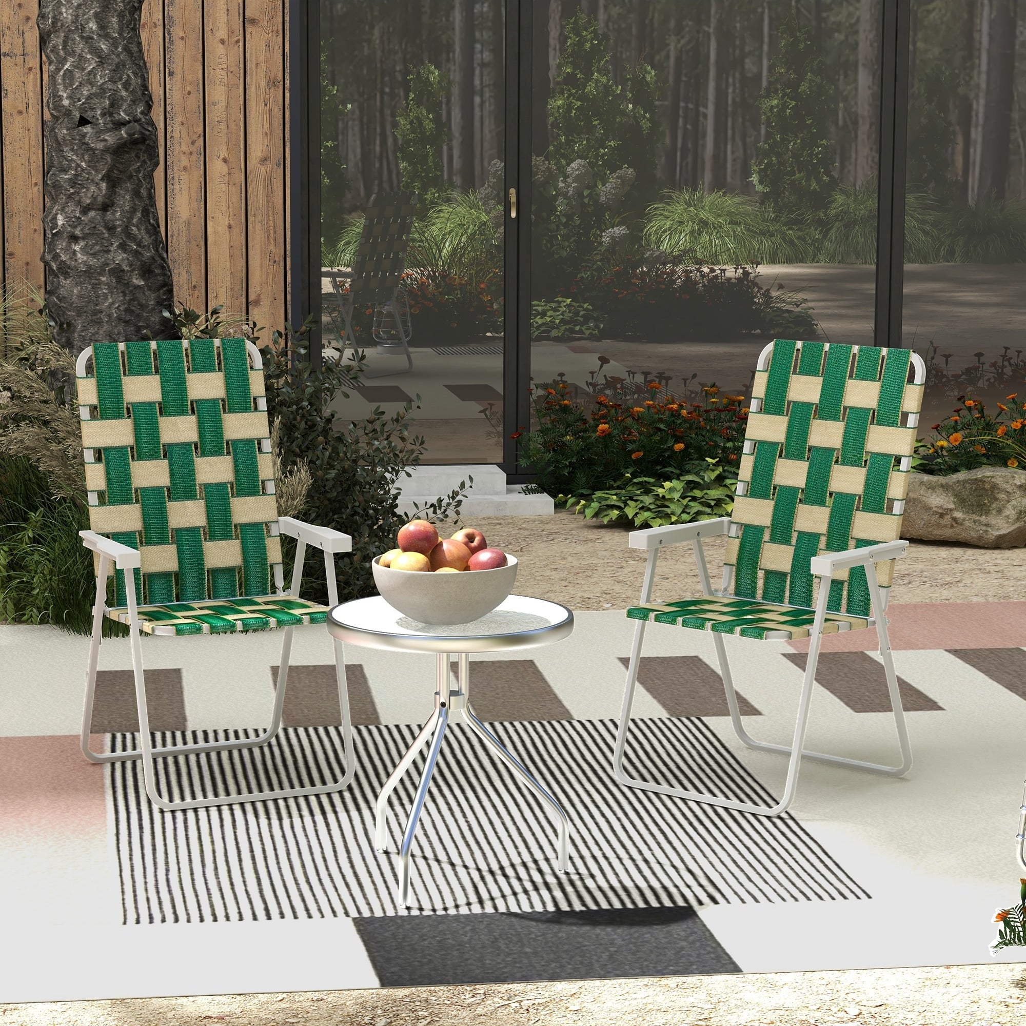 Outsunny Set of 2 Patio Folding Chairs, Classic Outdoor Camping Chairs, Portable Lawn Chairs for Camping