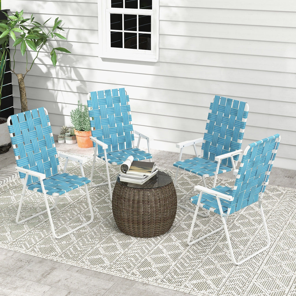 Outsunny Set of 4 Patio Folding Chairs, Classic Outdoor Camping Chairs, Portable Lawn Chairs for Camping